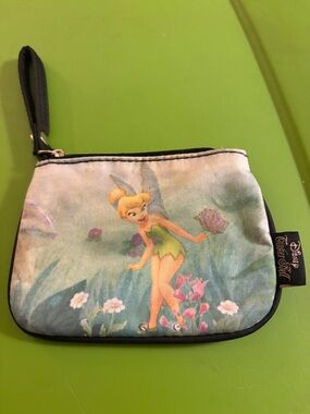 Disney Tinker Bell Fairy Dust Wristlet Coin Purse Wallet Green Floral